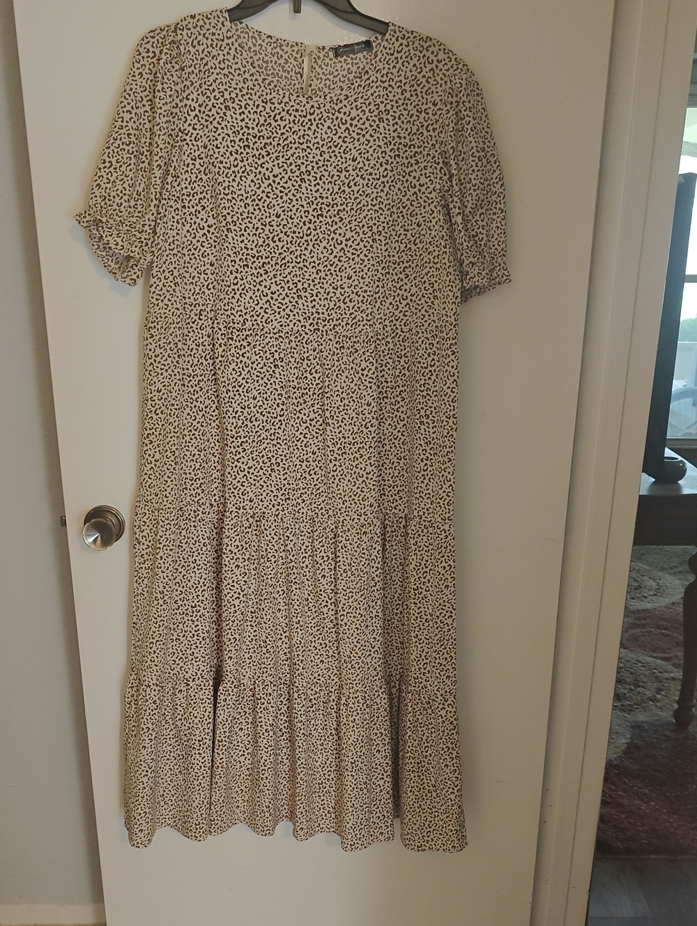 Neutral Leopard Print Midi Dress - Womens